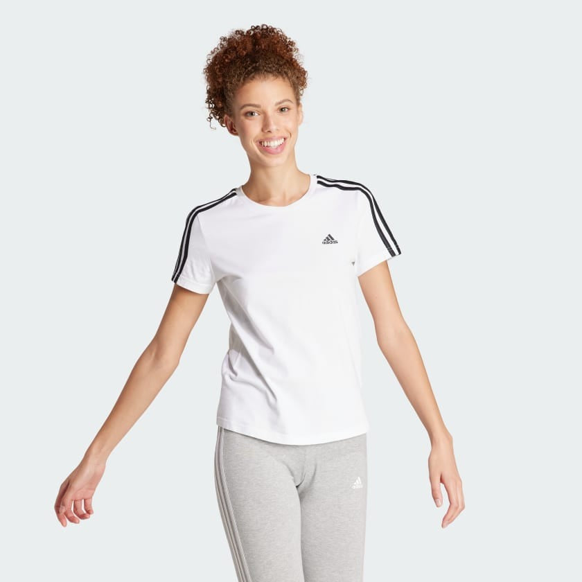 Adidas Women Essentials Slim 3-Stripes Casual T-Shirt on www.NeosSports.com