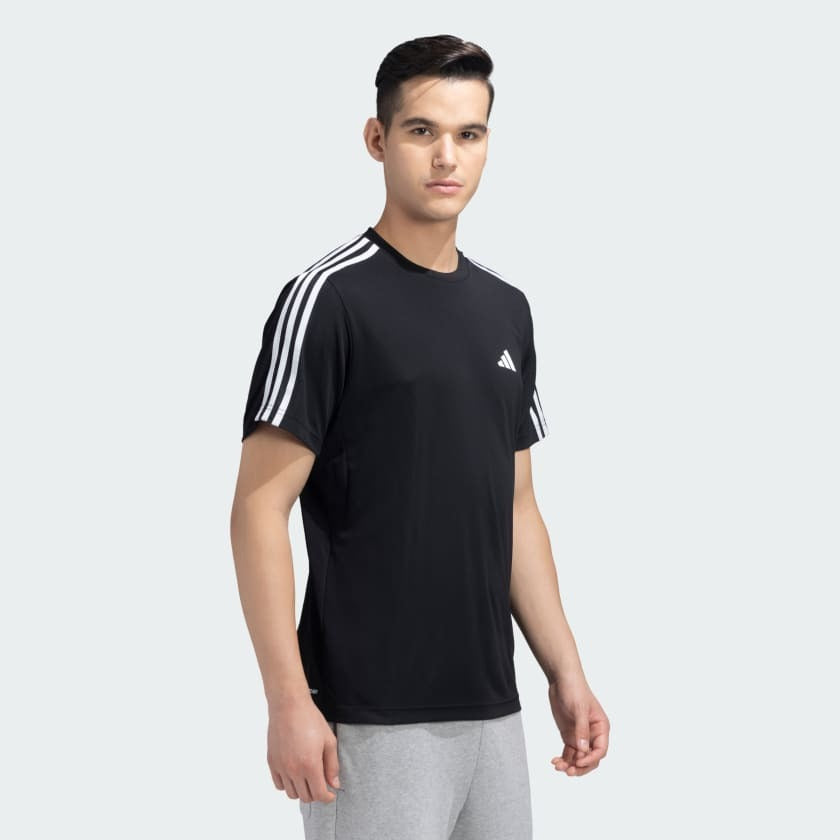 Adidas Men Train Essentials Base 3 Stripes Training Tee on www.NeosSports.com