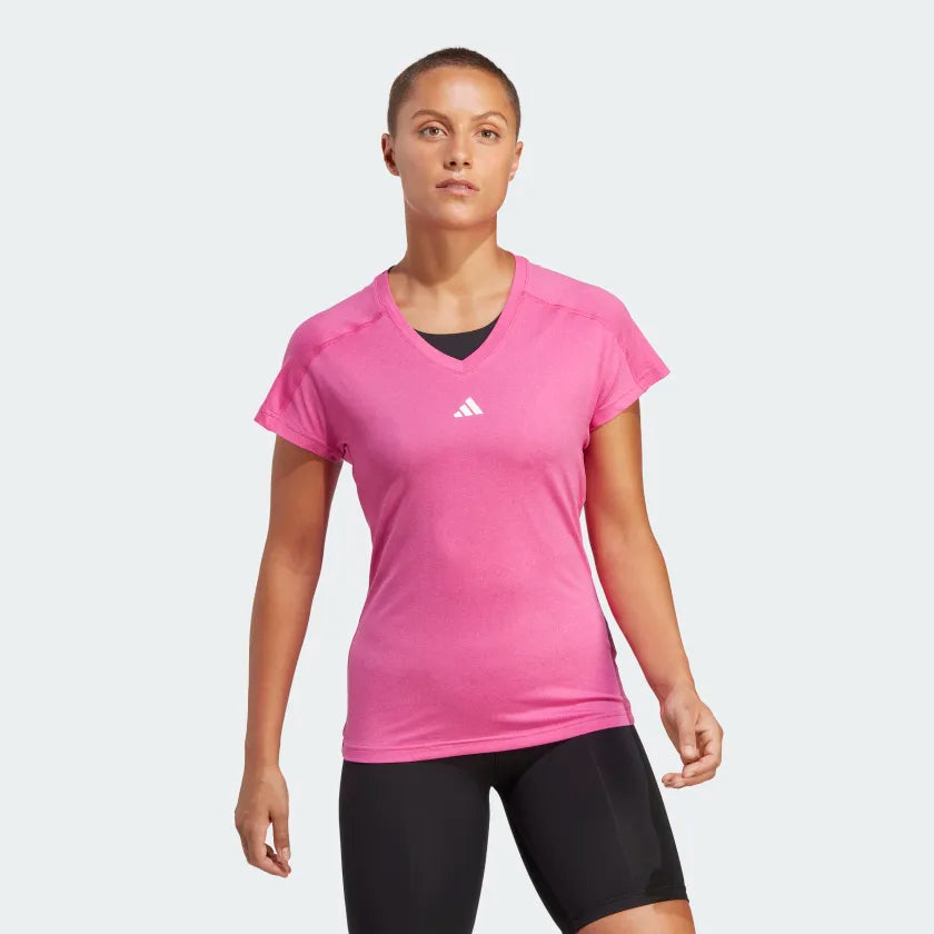 Adidas Women Aeroready Train Essentials Minimal Branding V-Neck Training Tee on www NeosSports.com